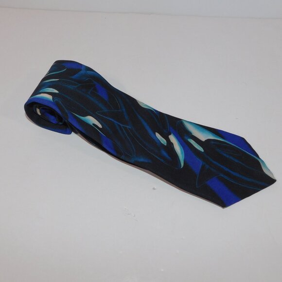VTG 1994 D'em Crazy Blaine Heilman Killer Whale Orca Mens Neck tie - Picture 6 of 8